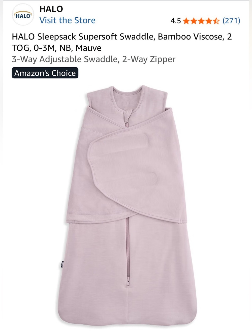 Halo Mauve Supersoft Swaddle Sleepsack for Kids